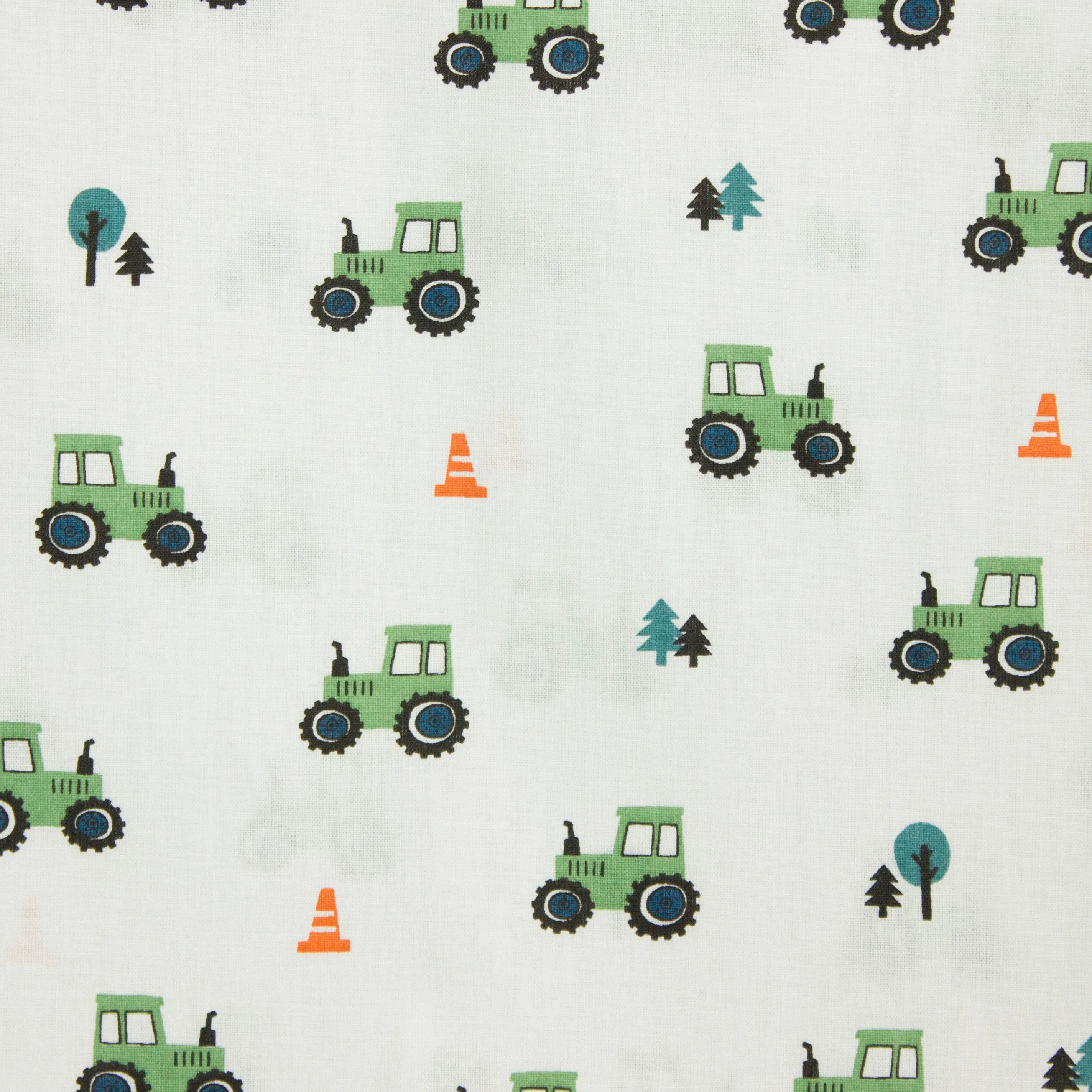 Witte katoen met groene tractors